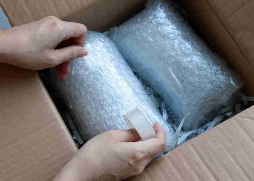 glasses in bubble wrap